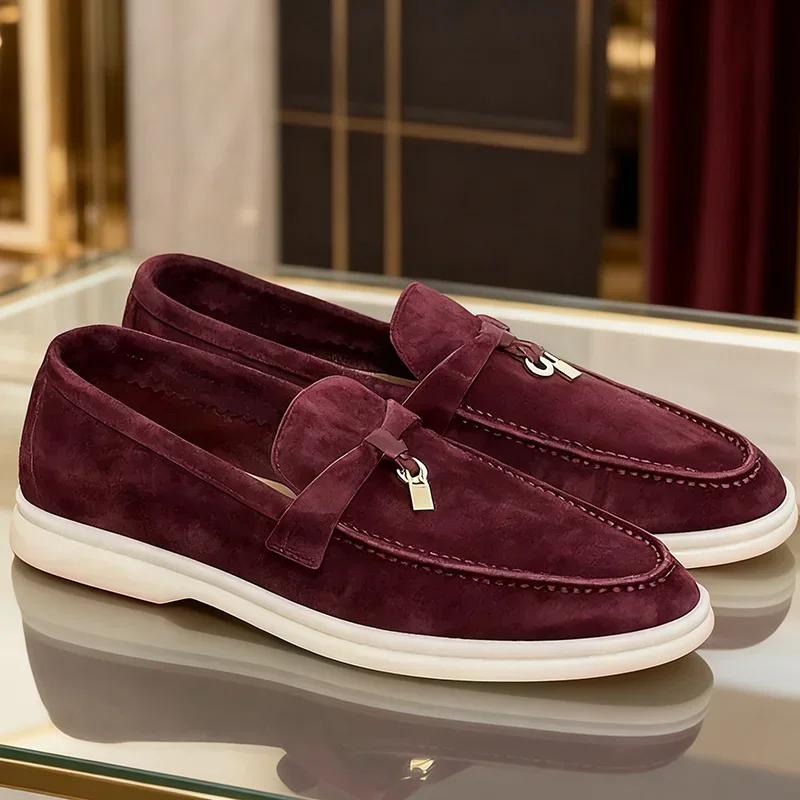 Mocassins en daim pour femme, chaussures décontractées à semelle épaisse