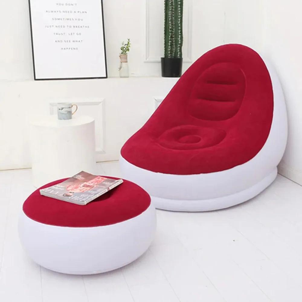 Chaise longue gonflable paresseuse pour adultes, canapé paresseux Portable pliable avec tabouret, ca