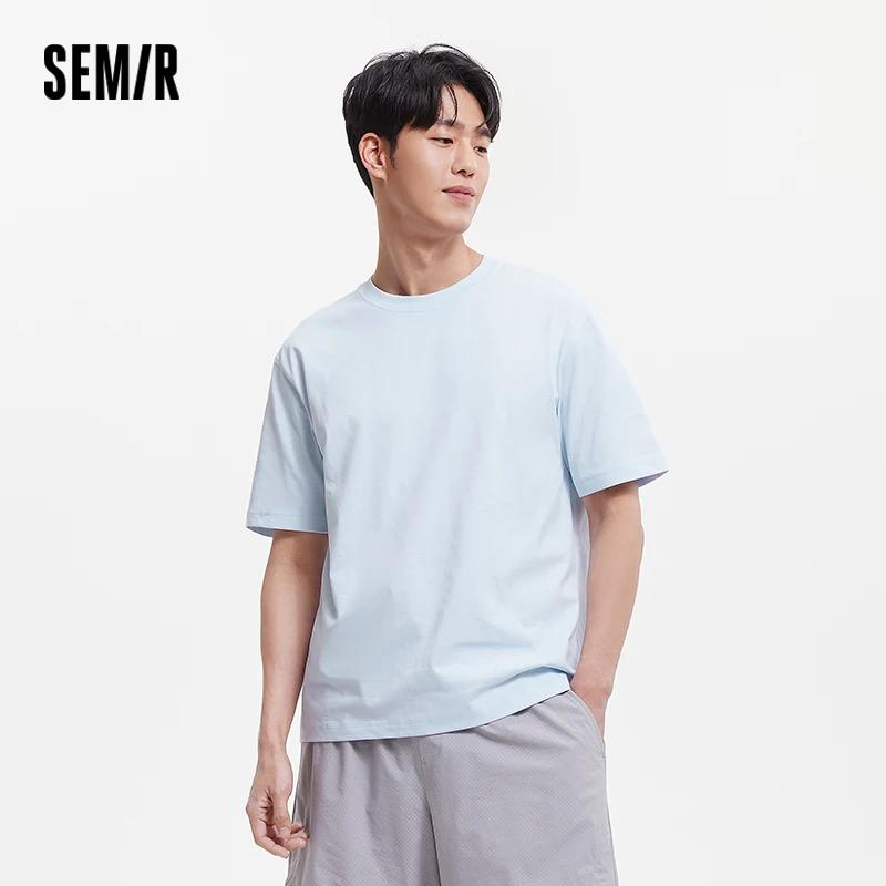 SEMIR-T-Shirt à Manches Courtes pour Homme, Haut Polyvalent à Col Rond, Couche de Base Solide, Nouve