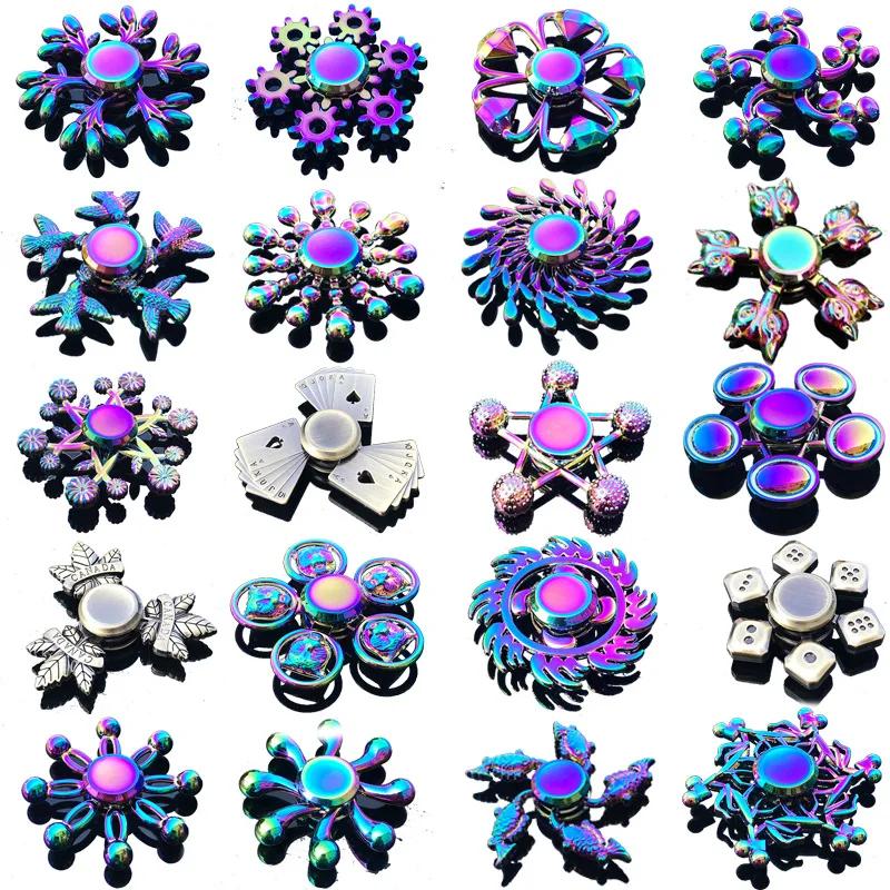 Spinner en métal arc-en-ciel Fidget Spinners à doigts colorés Spinners à main à grande vitesse Jouet
