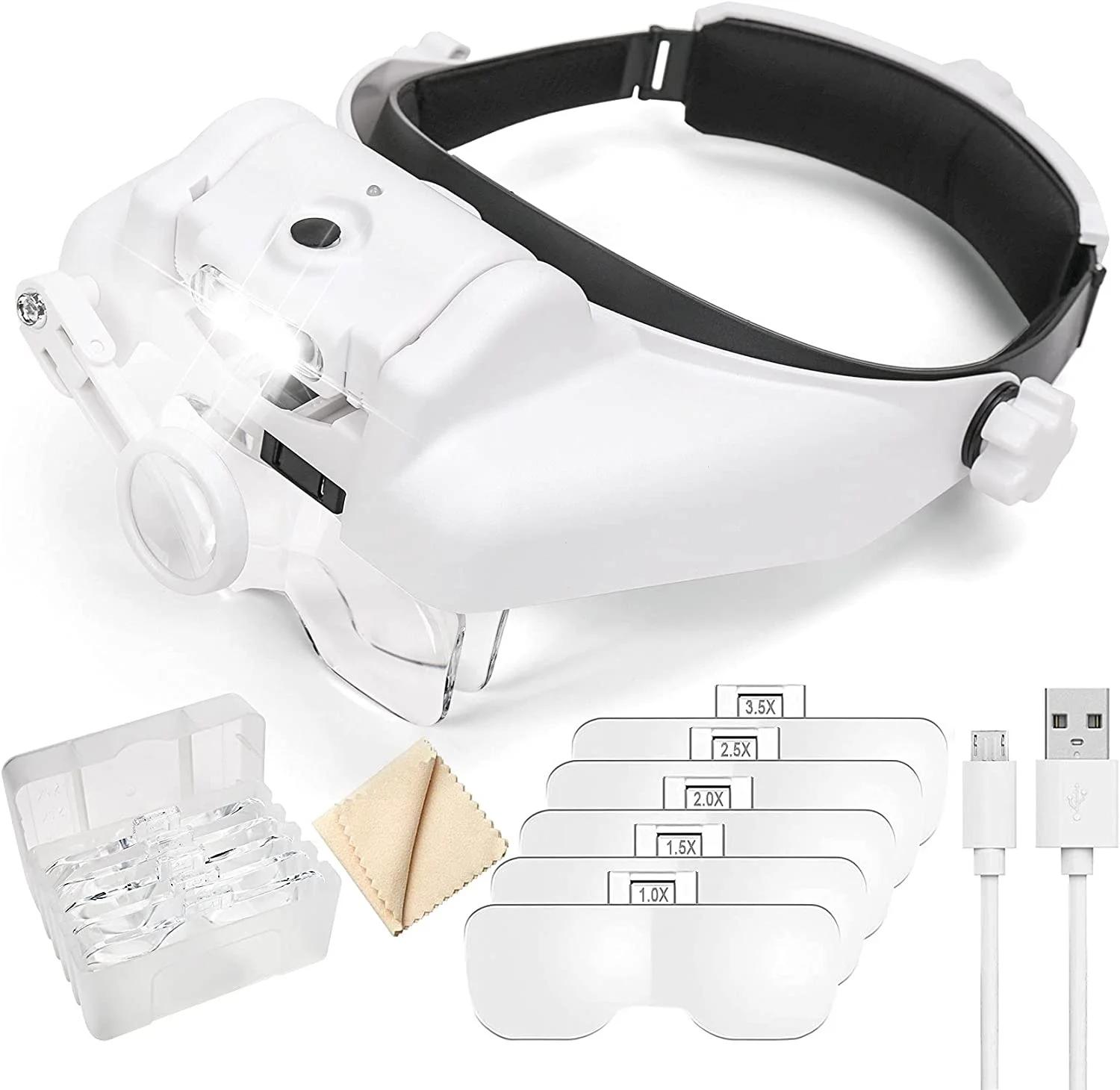 Loupe à bandeau Z30, réparation éclairée et Rechargeable, Loupes à souder, lentille Interchangeable,