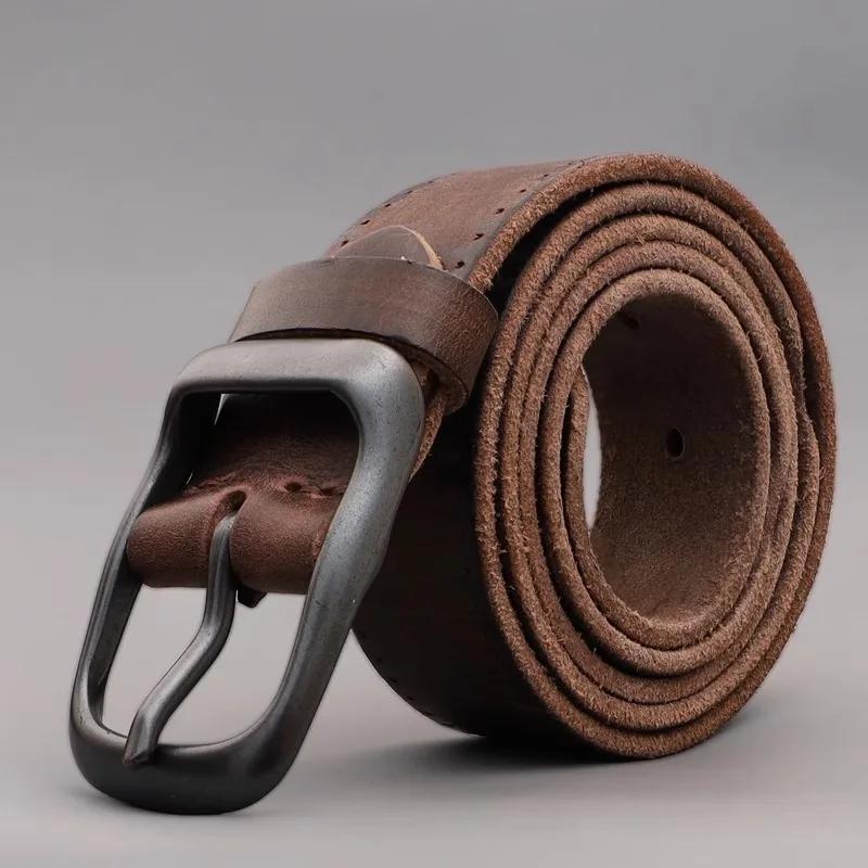 Ceinture homme de luxe modèle 2026, largeur 3,3 cm, en cuir véritable, style rétro décontracté. Peut