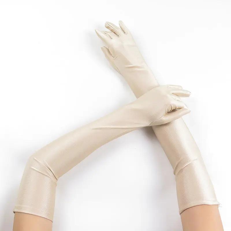 52CM femmes élégant solide Spandex mince doux extensible Protection solaire scène Performance condui