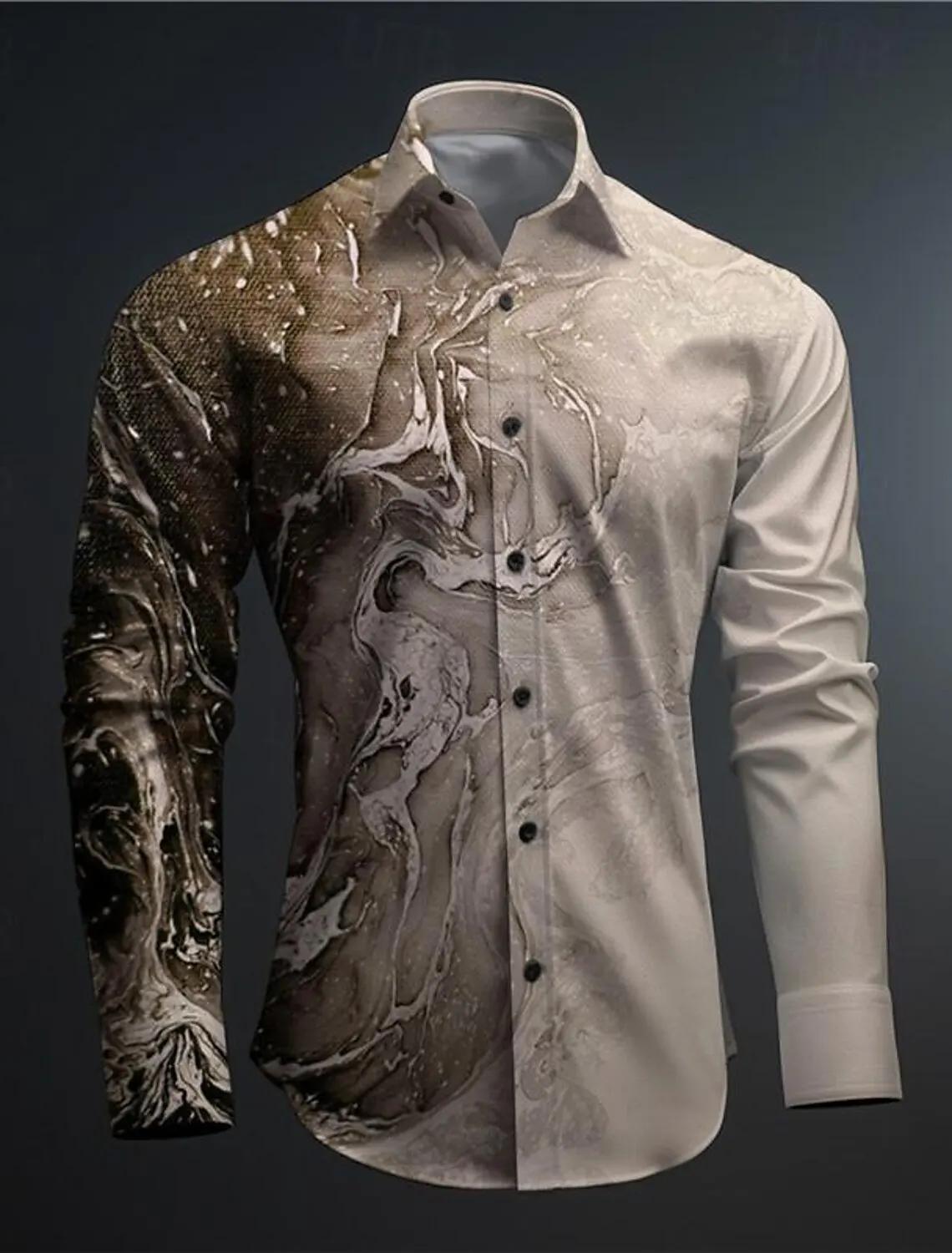 Chemise d'affaires décontractée pour hommes, imprimée en 3D, fête, vacances de rue, automne hiver, c