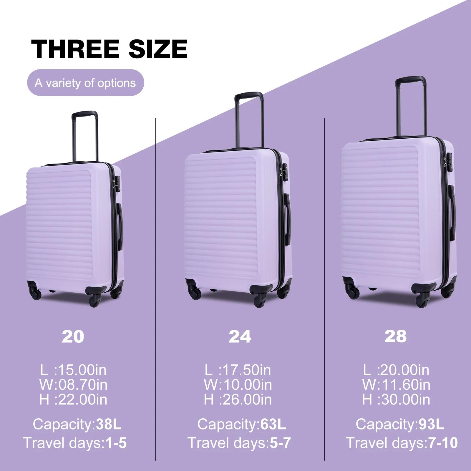 Travelhouse-Ensemble de bagages à coque rigide, valise légère, roues tournantes à verrouillage TSA,