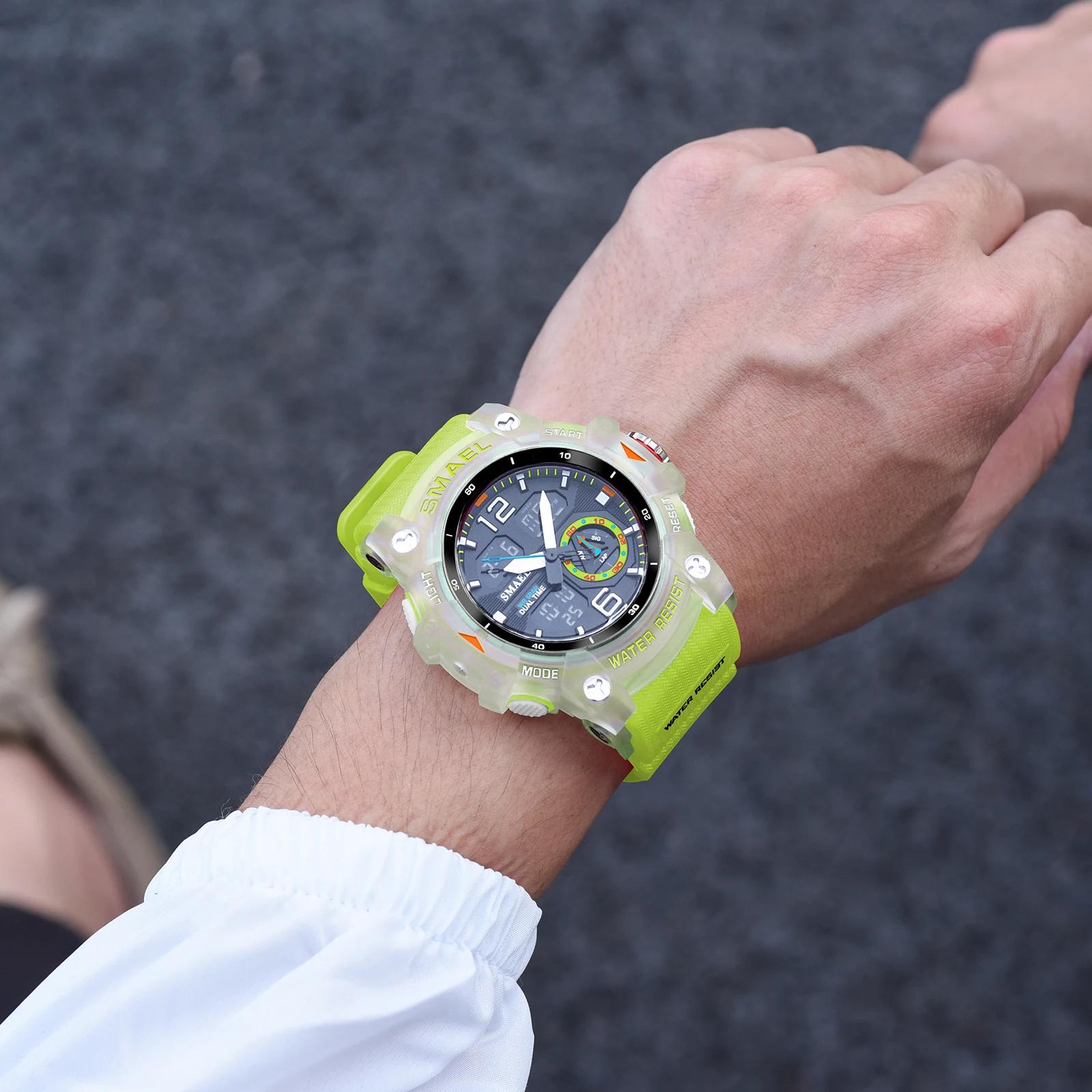 SMAEL-Montre-bracelet de sport militaire pour homme, chronomètre d'alarme, rétroéclairage numérique