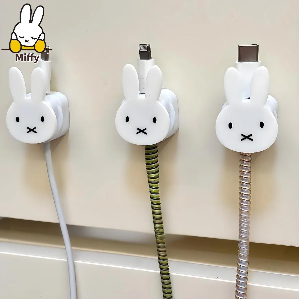Organisateur de câbles de données magnétiques lapin Miffy mignon, fixateur de chargement de téléphon