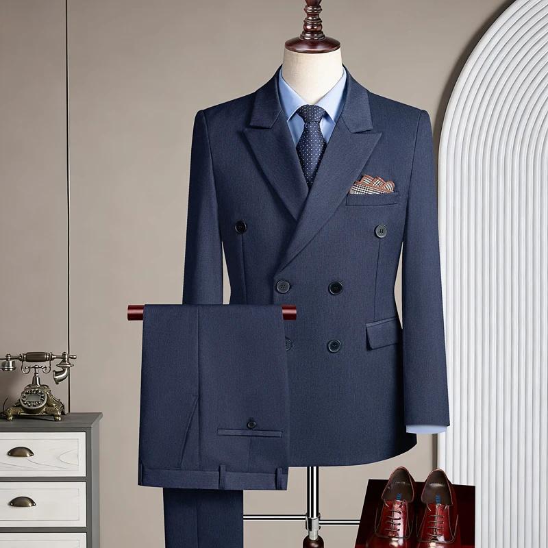 Costume décontracté trois pièces croisé pour homme, idéal pour les fêtes et les mariages, tenue légè