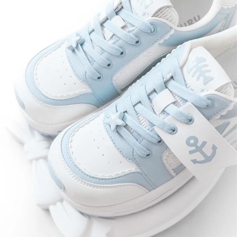 Navy Run Gururu Original marin Style chaussures simples été Lolita filles baskets à semelles épaisse