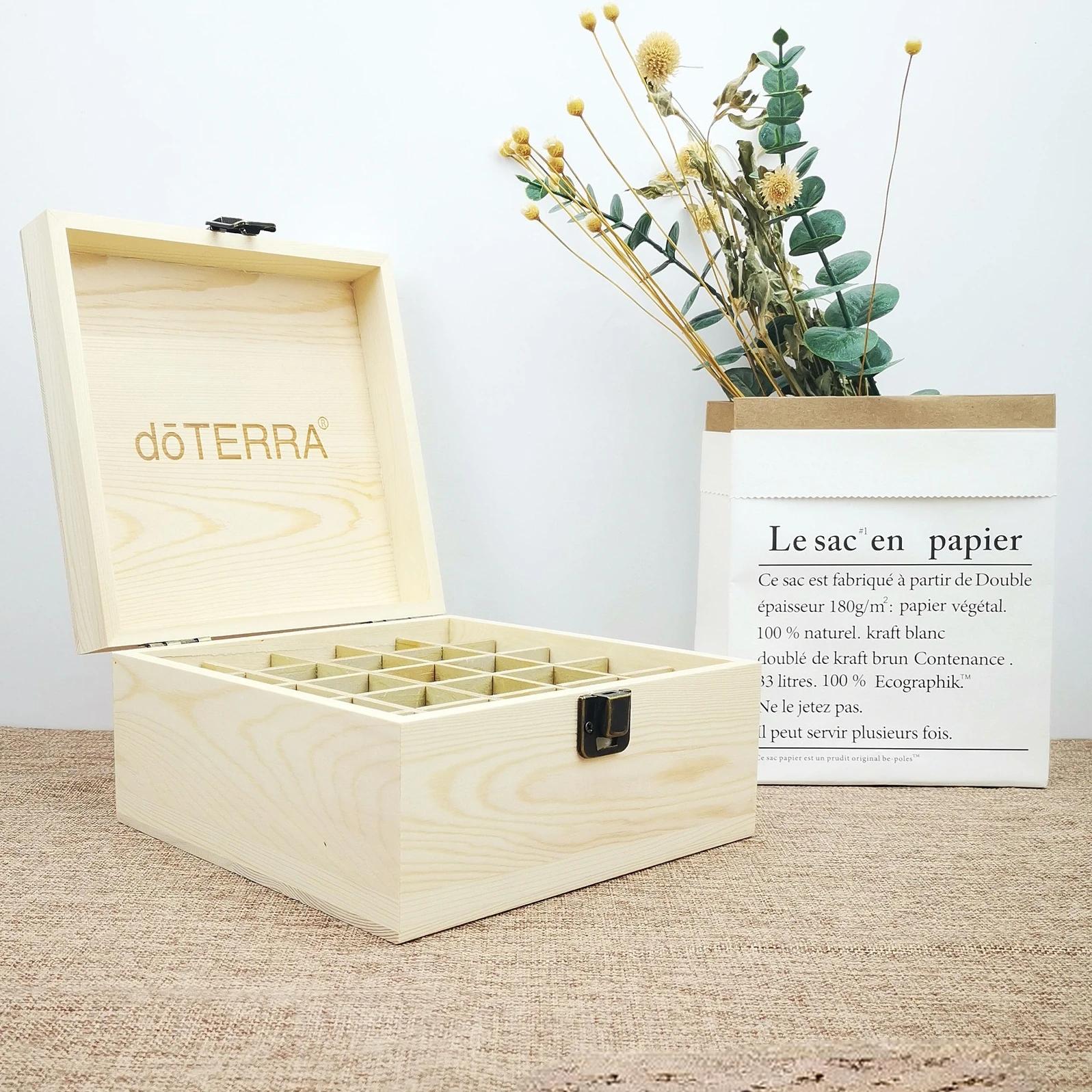 Pour doTERRA boîte de rangement en bois 25 fentes organisateur de transport bouteilles d'huile essen
