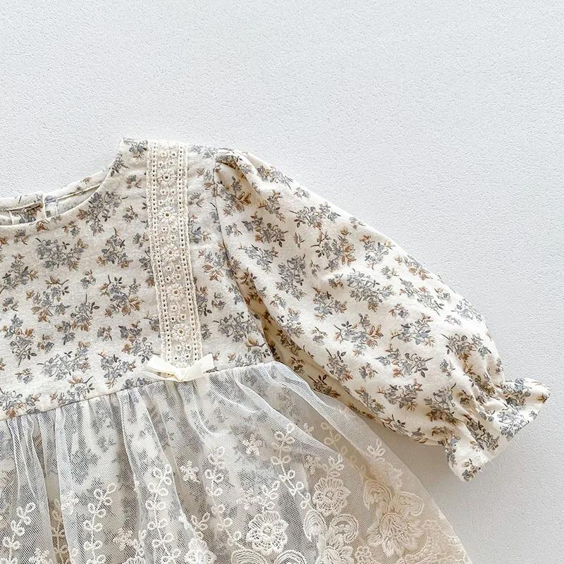 Body chapeau nouveau-né fille coton imprimé dentelle combinaison bébé printemps automne