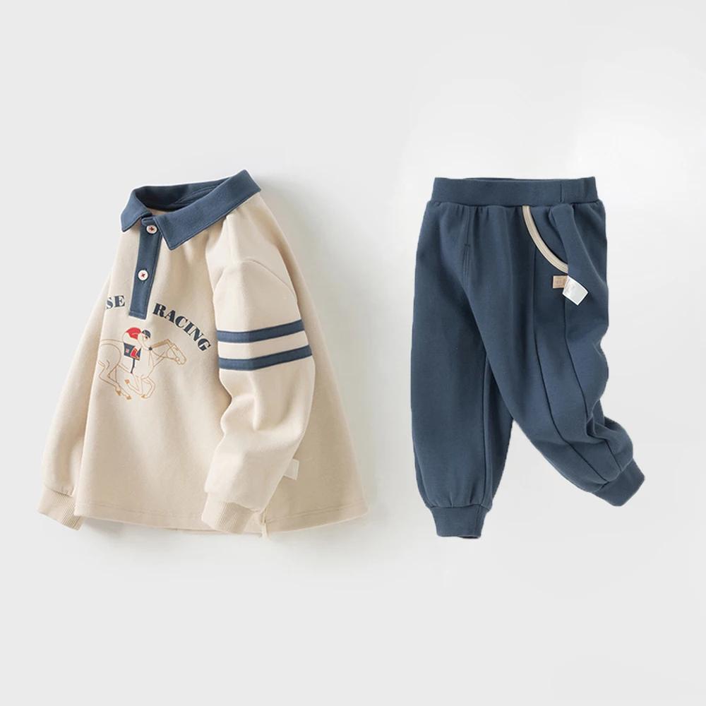 Dave Bella enfants automne printemps Polo T-shirt pantalon costumes garçons pull + pantalon 2 pièces