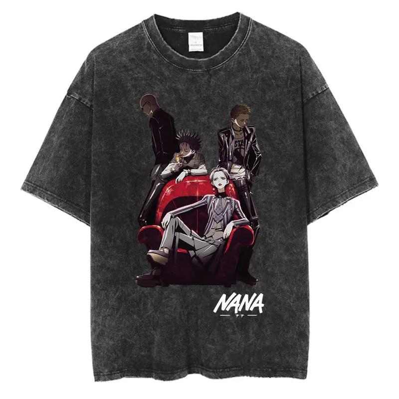 Anime japonais Nana Osaki imprimé Vintage lavé T-Shirt Harajuku Streetwear graphique T-Shirt été à m