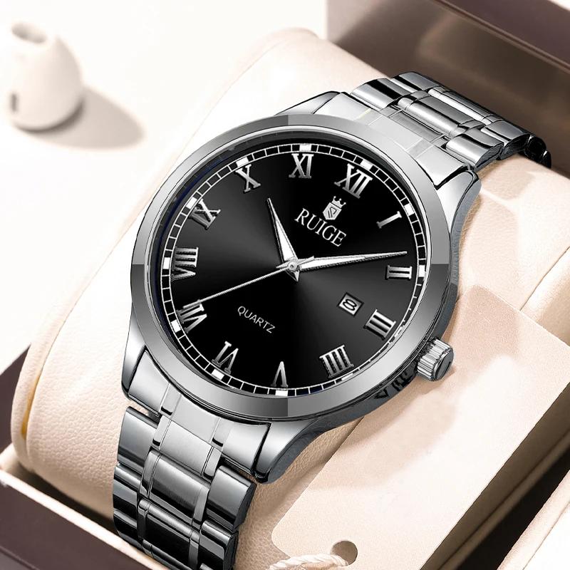 RUIGE-Montre-bracelet étanche pour homme, échelle romaine, minimaliste, célèbre, veilleuse