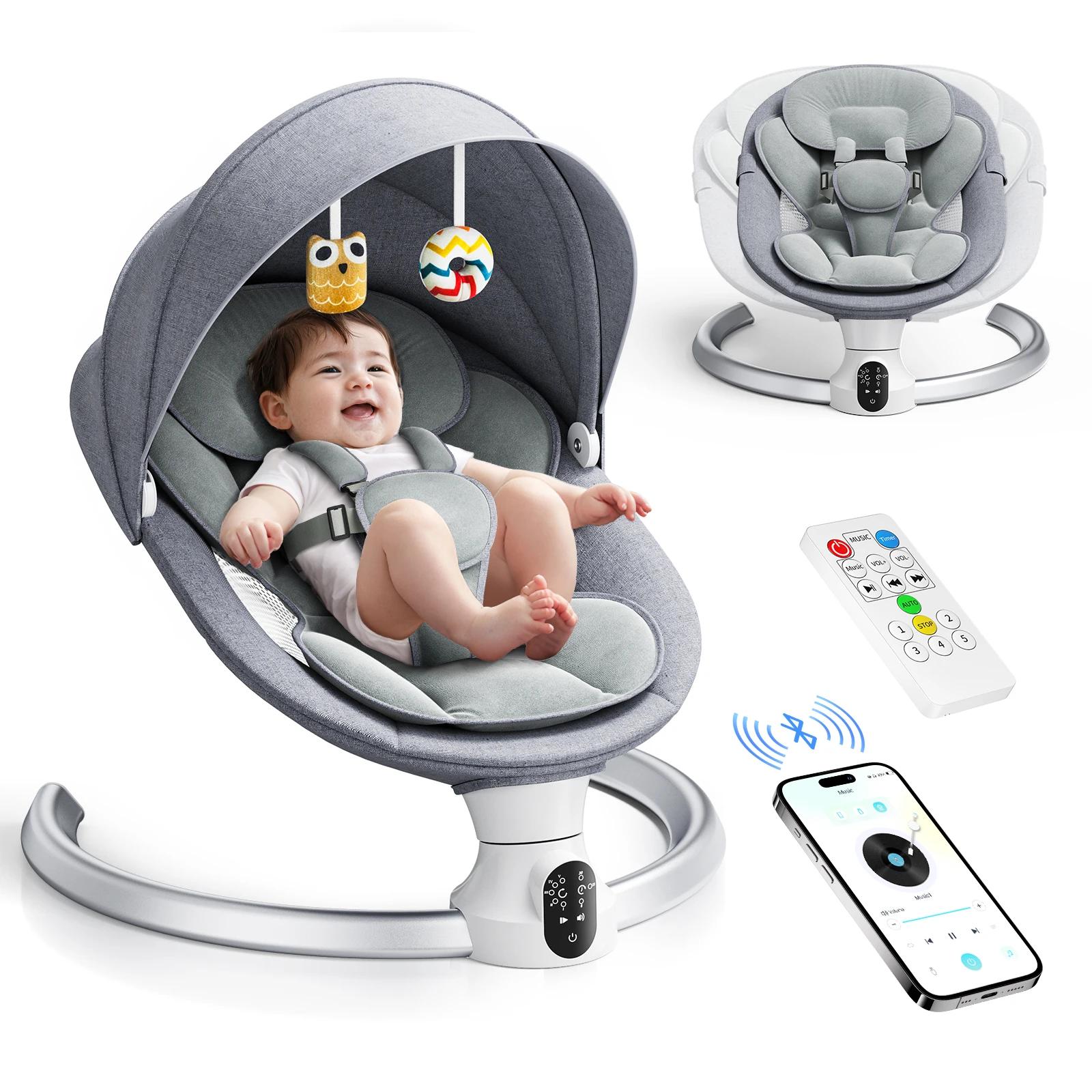 Chaise vide-bébé Bluetooth électrique 5 vitesses avec télécommande et applications musicales pour bébé