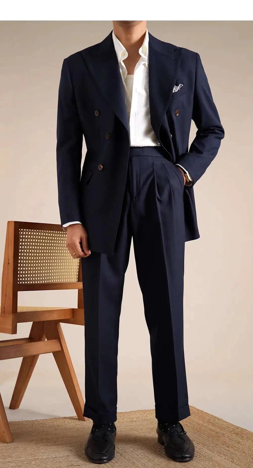Smoking à double boutonnage imbibé pour hommes, 2024 laine, blazers italiens, zones fumeurs, mariage
