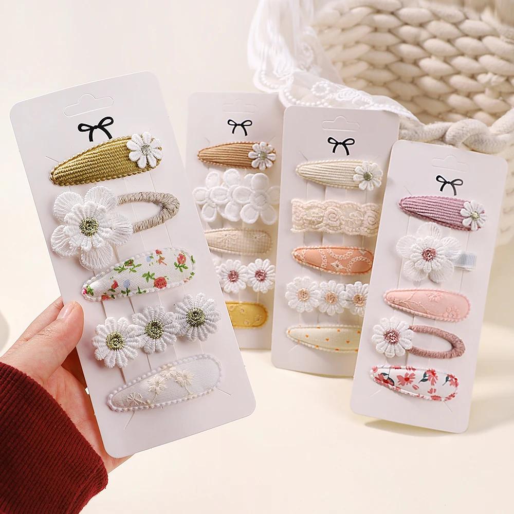 5 pièces/ensemble Mini bébé fille pince à cheveux mignon nœud Floral lapin princesse épingle à cheve