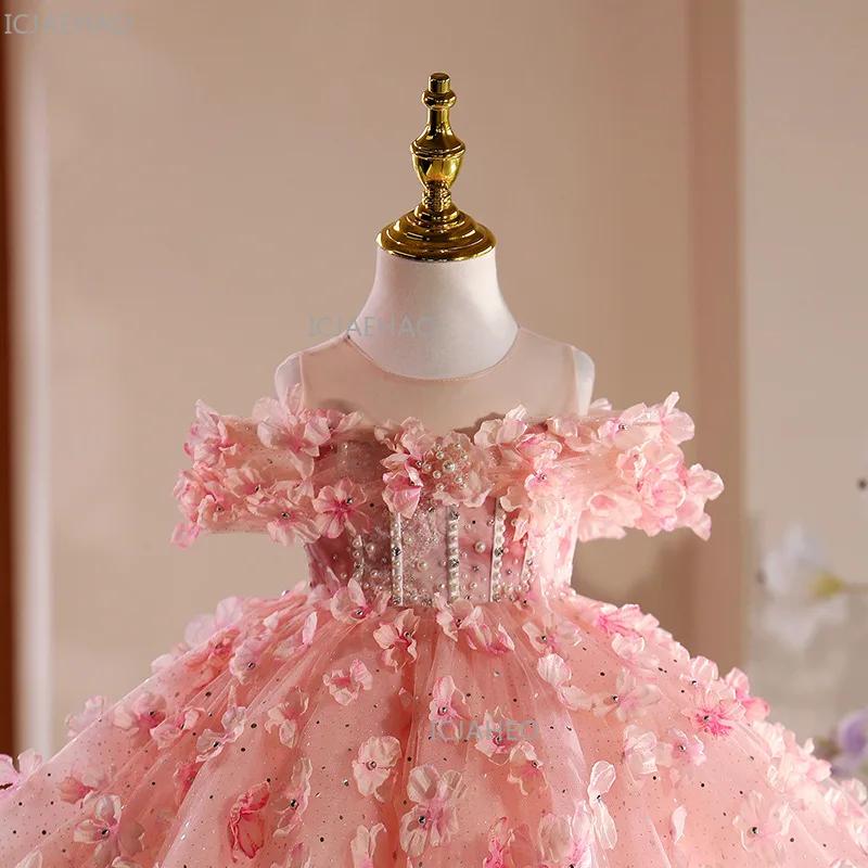 Robe florale pour le premier anniversaire des filles, tenue de performance, de cérémonie ou de conco