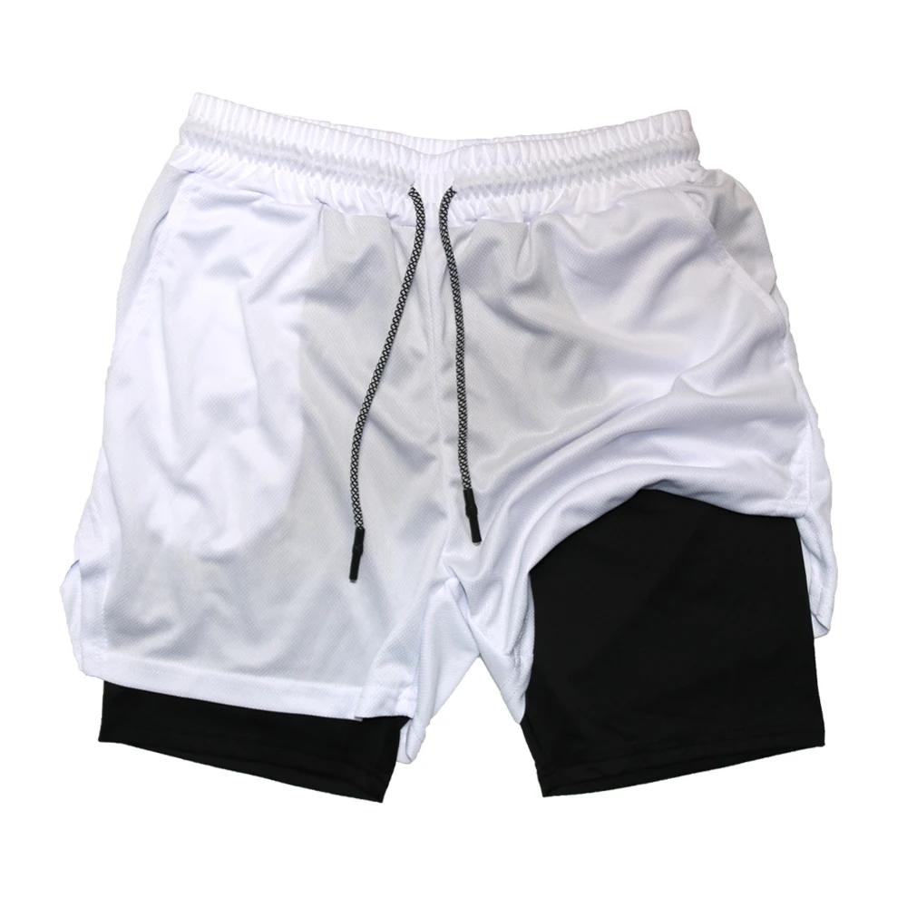 Short de Fitness Double couche pour hommes, short de sport 2 en 1, séchage rapide, entraînement, Jog