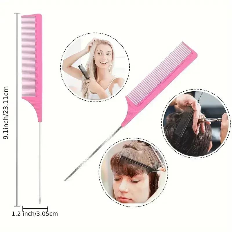 WANMEI 5 Pc démêlant style peigne ensemble Curl bonbons Bursh courbé queue de Rat peigne bord contrô