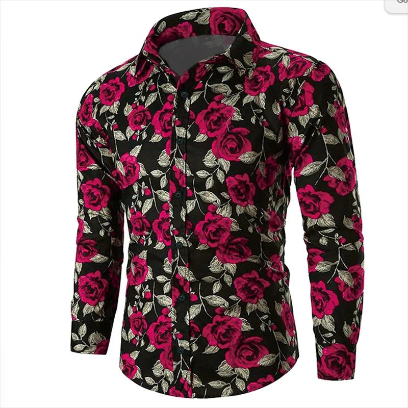 Saint Valentin motif Rose nouveauté décontracté hommes chemise vacances décontracté quotidien chemis
