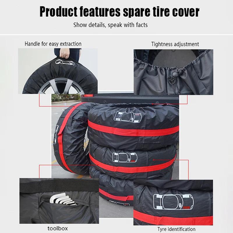 Housse de protection pour pneus de secours de voiture, 4 pièces/lot, sacs de rangement en Polyester