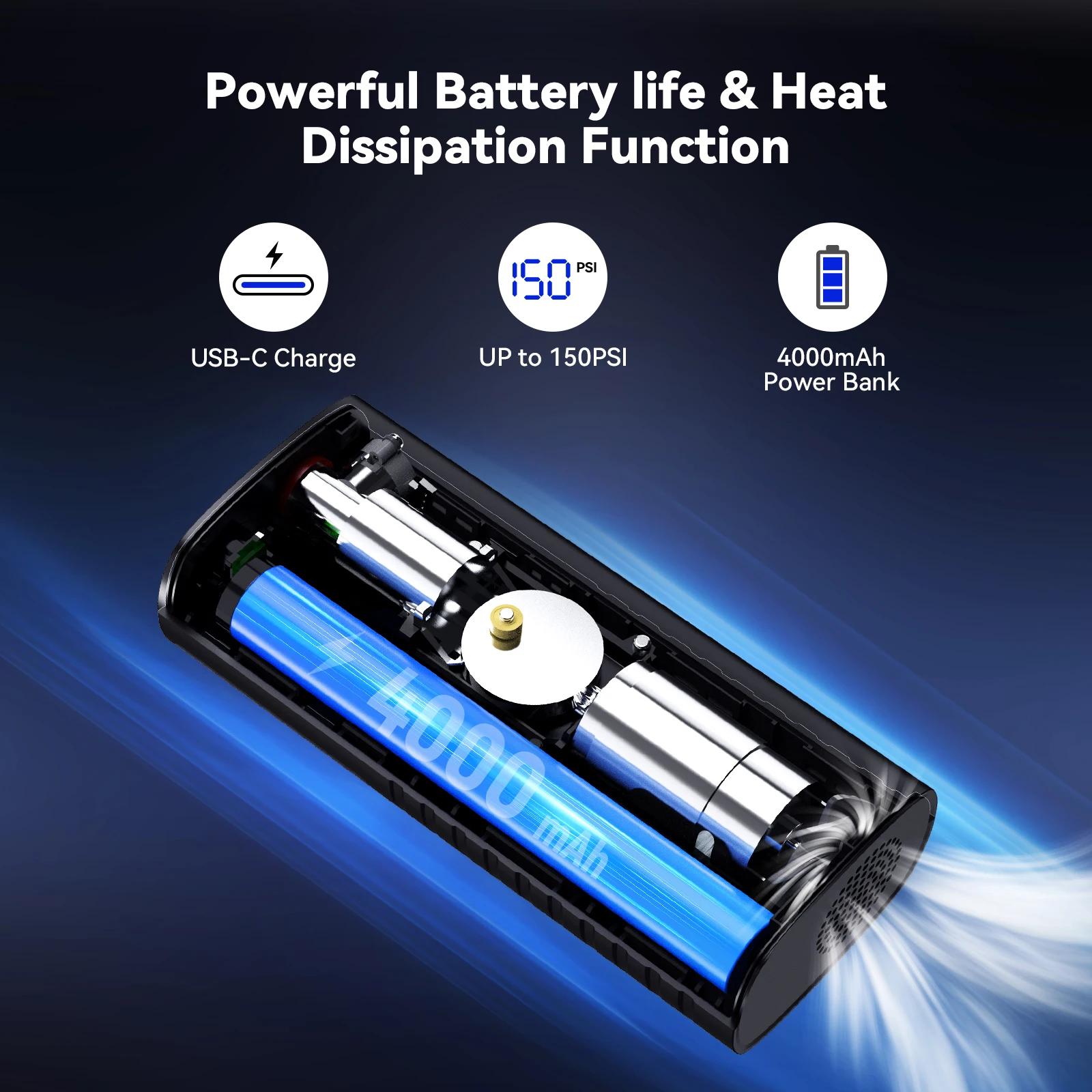 Lexin P4 pompe à Air intelligente 4000mAh pour motos gonfleur de pneus bateau de vélo avec LED numér
