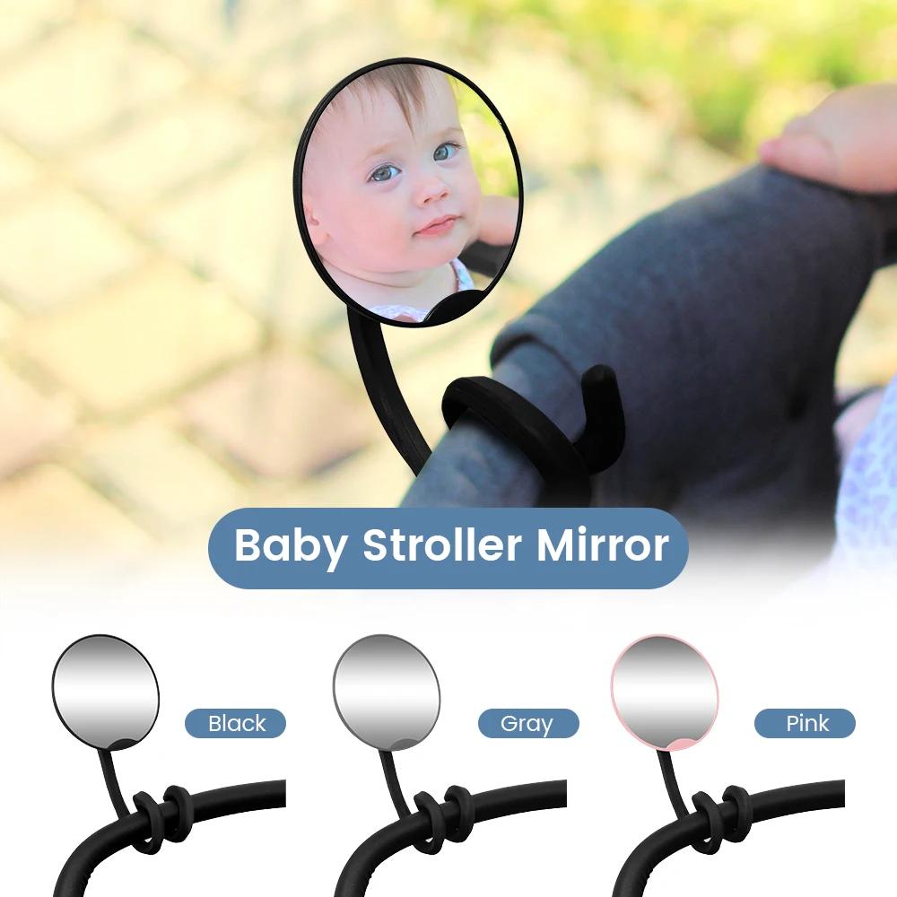 Miroir de poussette 1PC - 360 réglable ° Miroir de poussette testé et incassable avec pied en sili