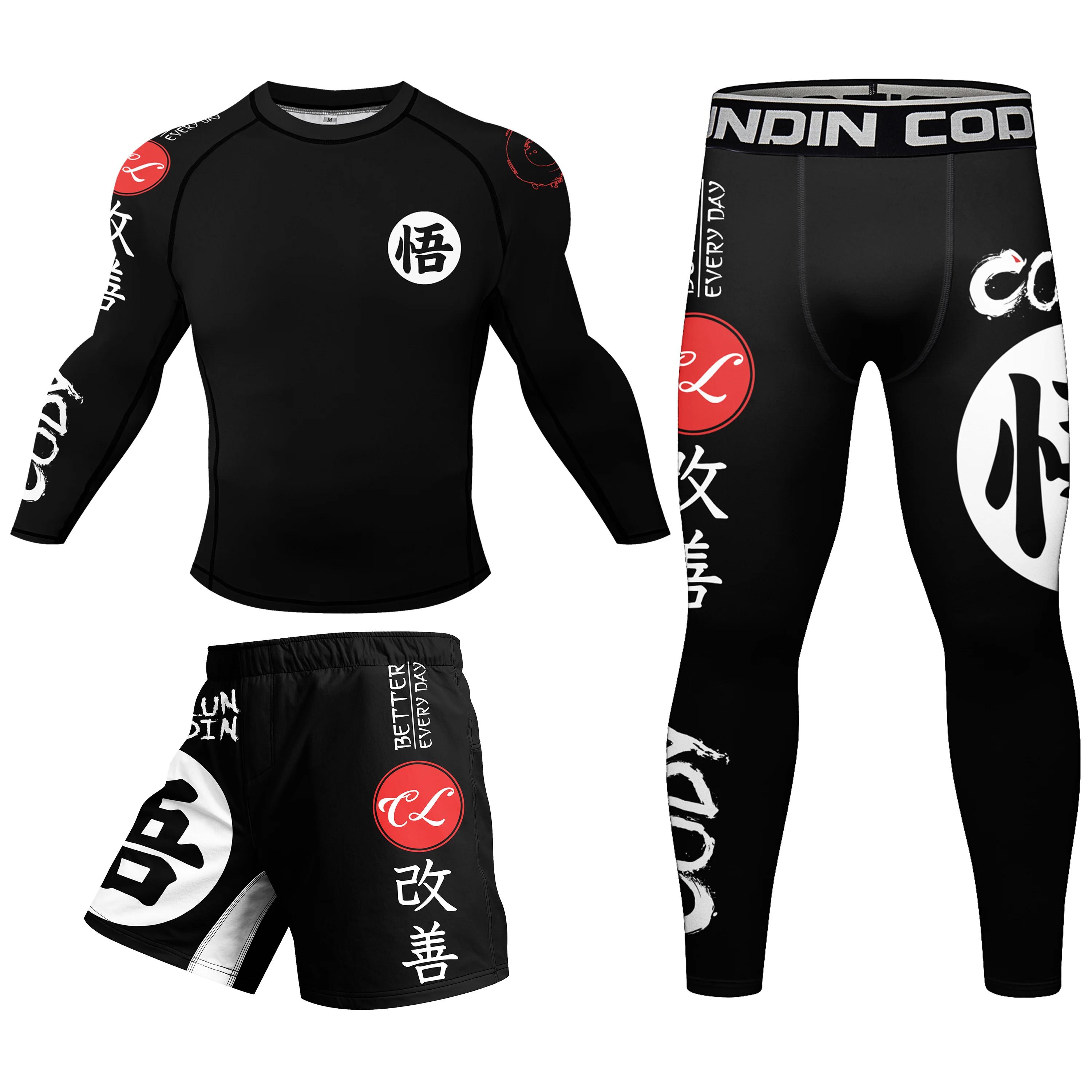MMA Rash Guard Set pour hommes, caoutchouc antidérapant, sublimation en gros, manches courtes, garde