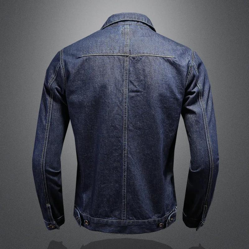 Manteau en Denim décontracté bleu foncé pour hommes, de haute qualité, classique, à la mode, Style e