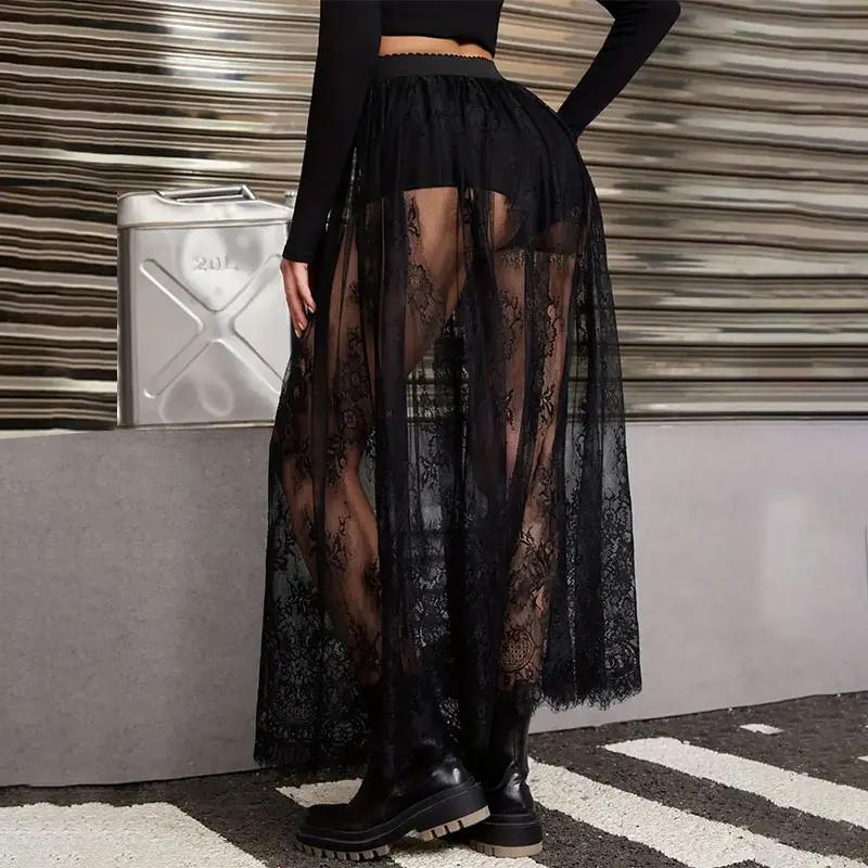 Robe de soirée élégante en dentelle pour femmes, tenue de soirée élégante, Sexy, transparente, Maxi,