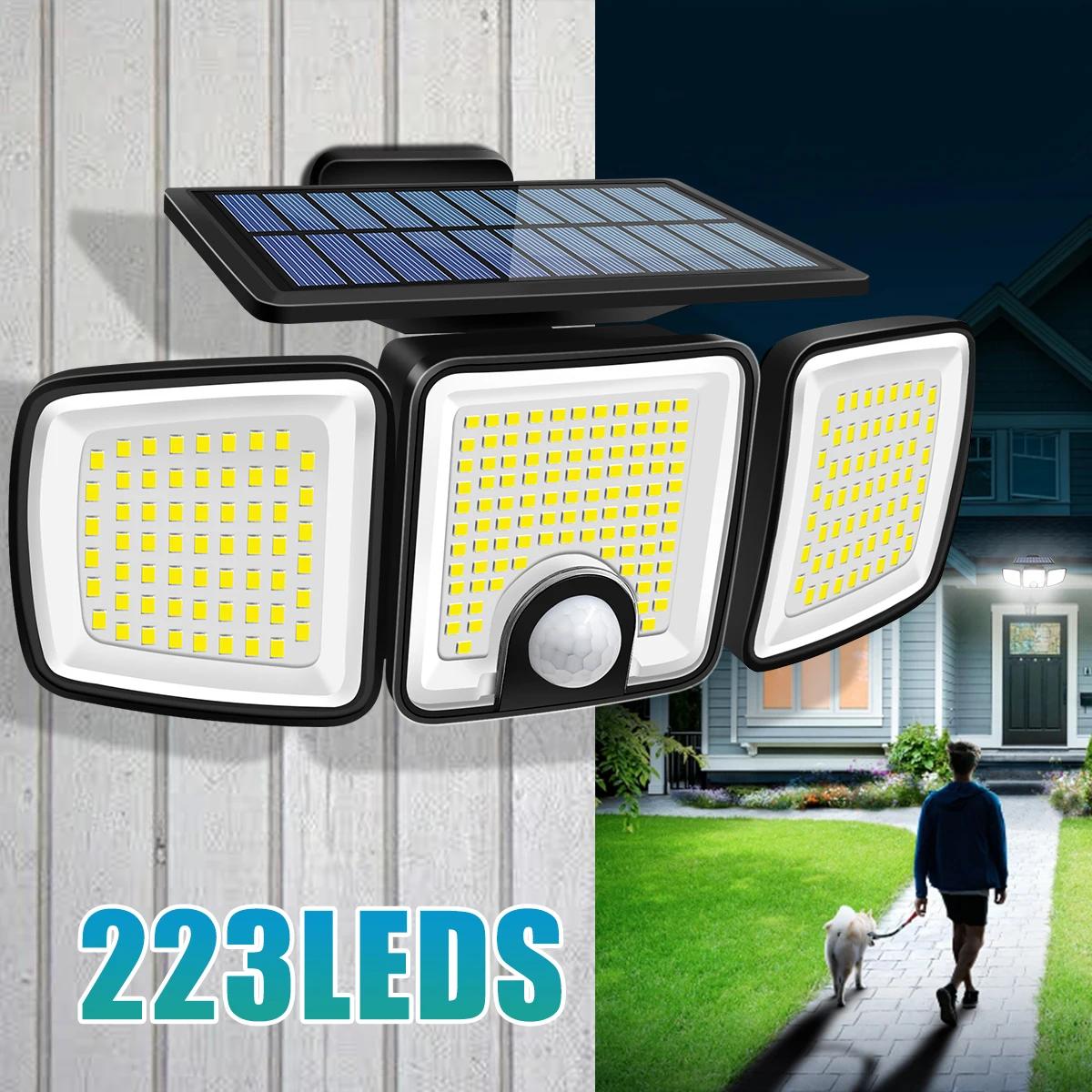 Lumière solaire 3000LM avec double détecteur de mouvement PIR 3 modes d'éclairage 270 ° Lumières d