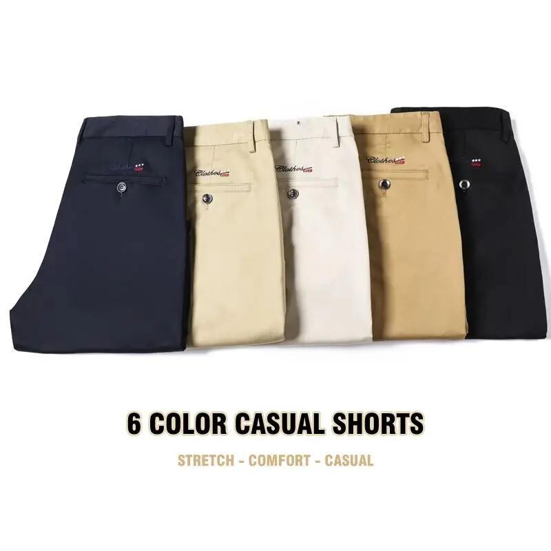 Short décontracté pour hommes, 6 couleurs, droit, élastique, mode Business, pantalon court fin, marq
