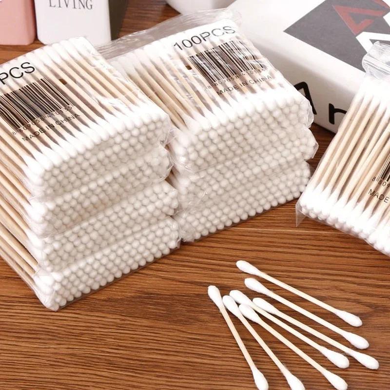 Boîte de rangement pour coton-tige, conteneur pour coton-tige à Double tête, couvercle carré Transpa