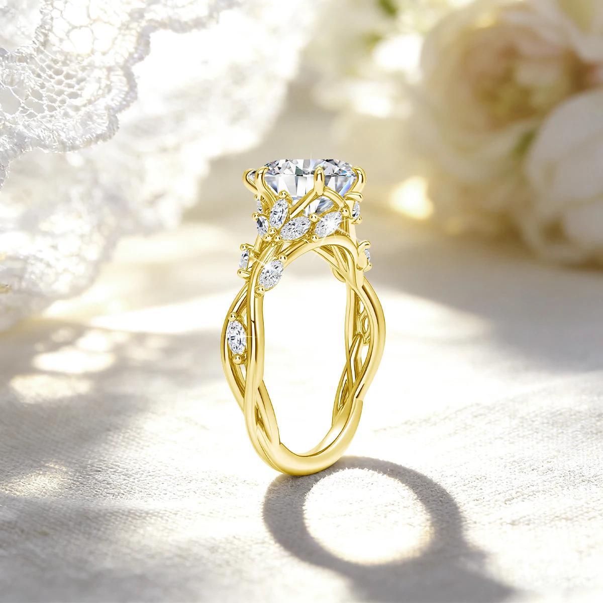 Bague de mariage en or véritable 14 carats avec moissanite 3 carats taille marquise, diamant GRA ins