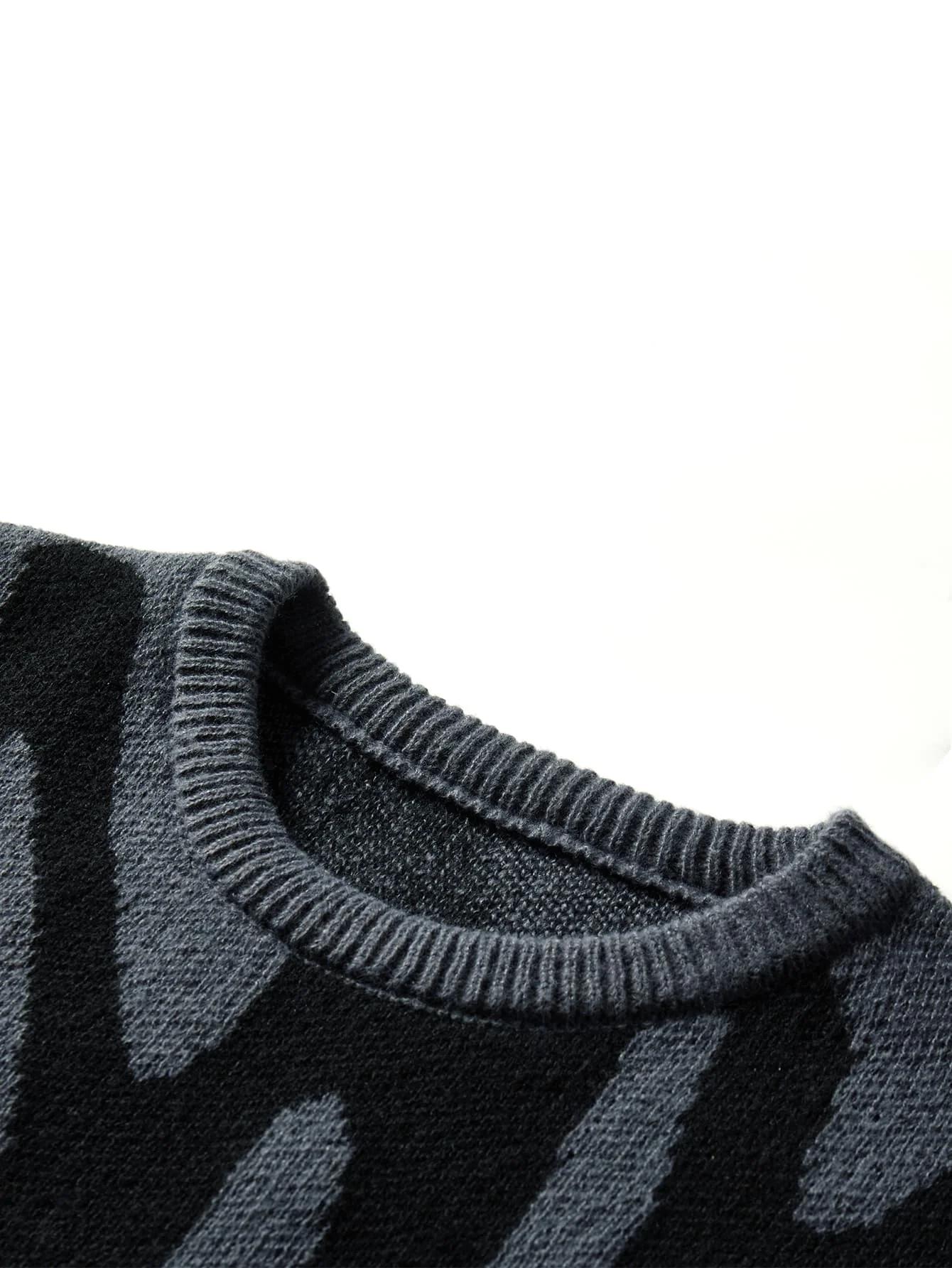 Pull à col rond à motif jacquard irrégulier pour hommes, pull décontracté, document d'abonnés, popul