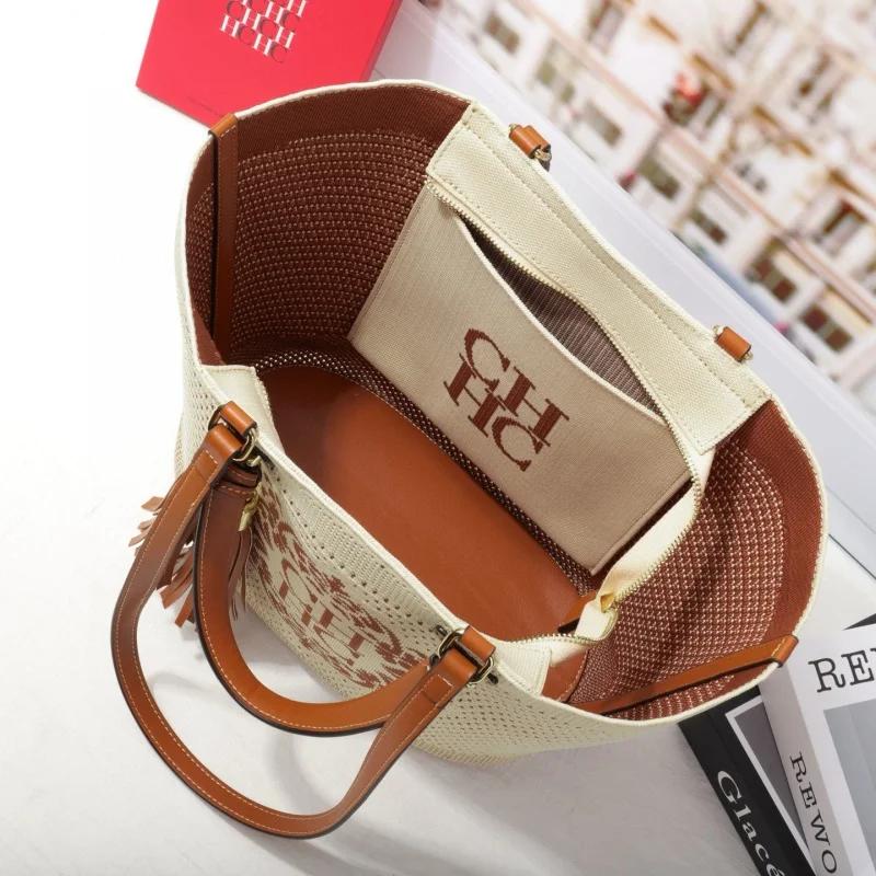 CHCH nouveau sac fourre-tout en tricot pour femmes grand sac de plage bandoulière Shopper avec lettr
