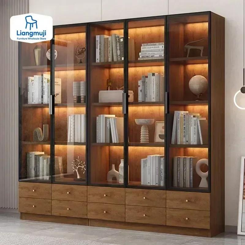 Bibliothèque moderne du milieu du siècle, étagère de rangement, bibliothèque murale flottante, prése