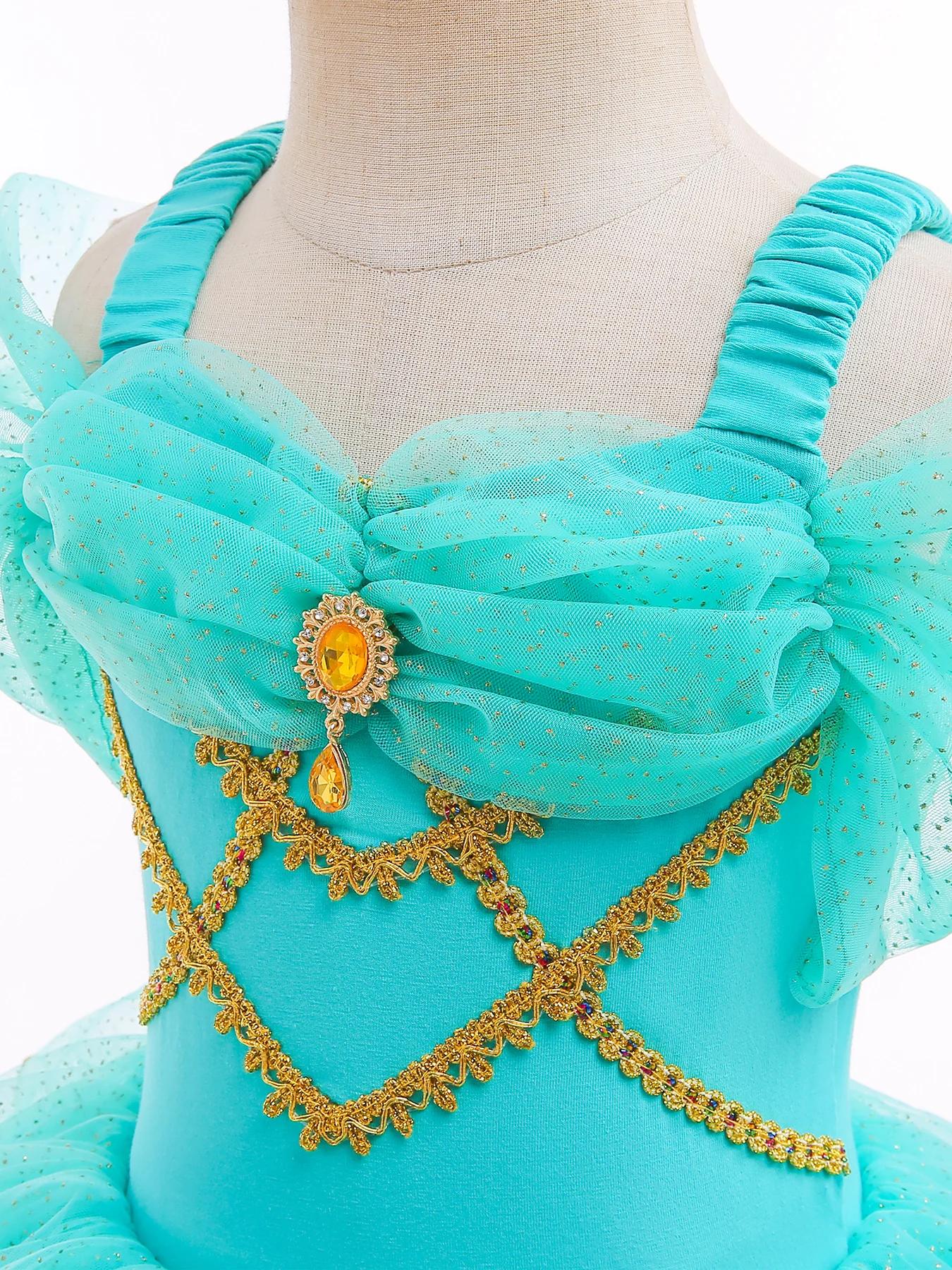 Robe de danse de Ballet pour filles, princesse Jasmine, manches à volants, jupe Tutu courte, Costume