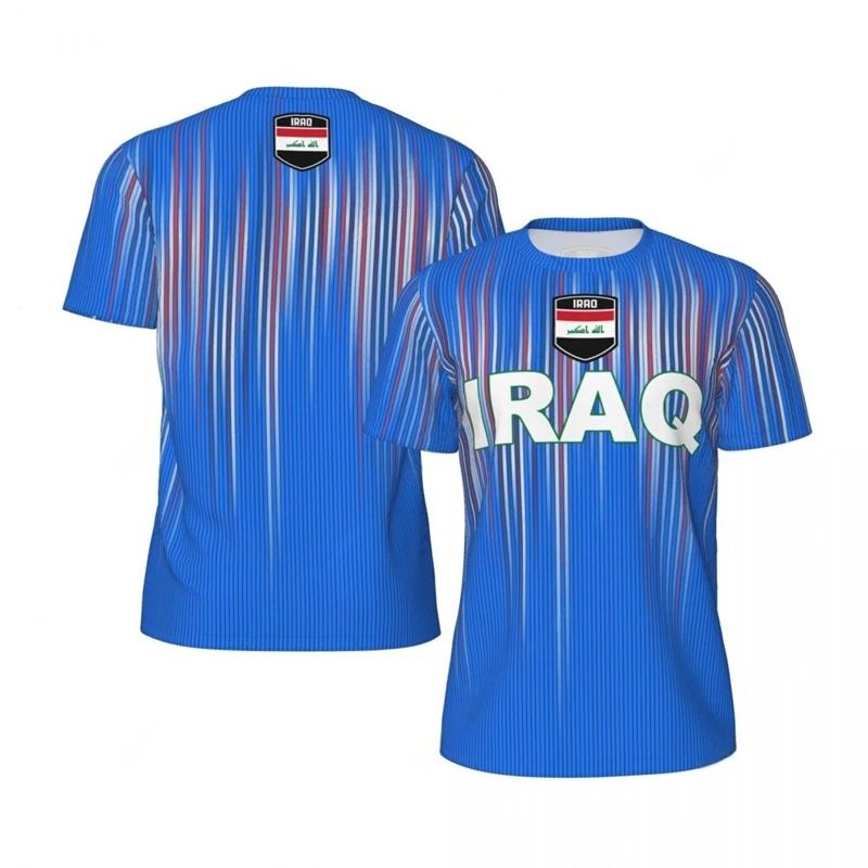 T-shirt de sport pour homme à séchage rapide et respirant, imprimé 3D drapeau d'Irak, maillot de foo