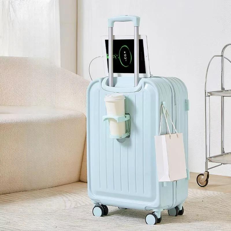 Valise épaissie adaptée à l'embarquement avec interface de développement USB, porte-gobelet tr/min,