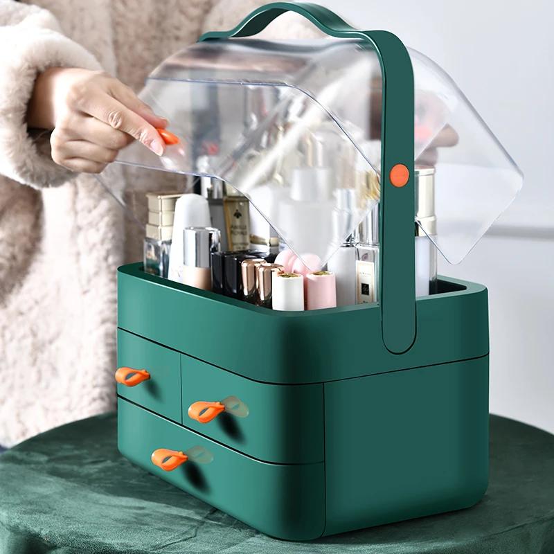Boîte de réception de cosmétiques, 1 pièce, organisateur de maquillage de bureau anti-poussière avec