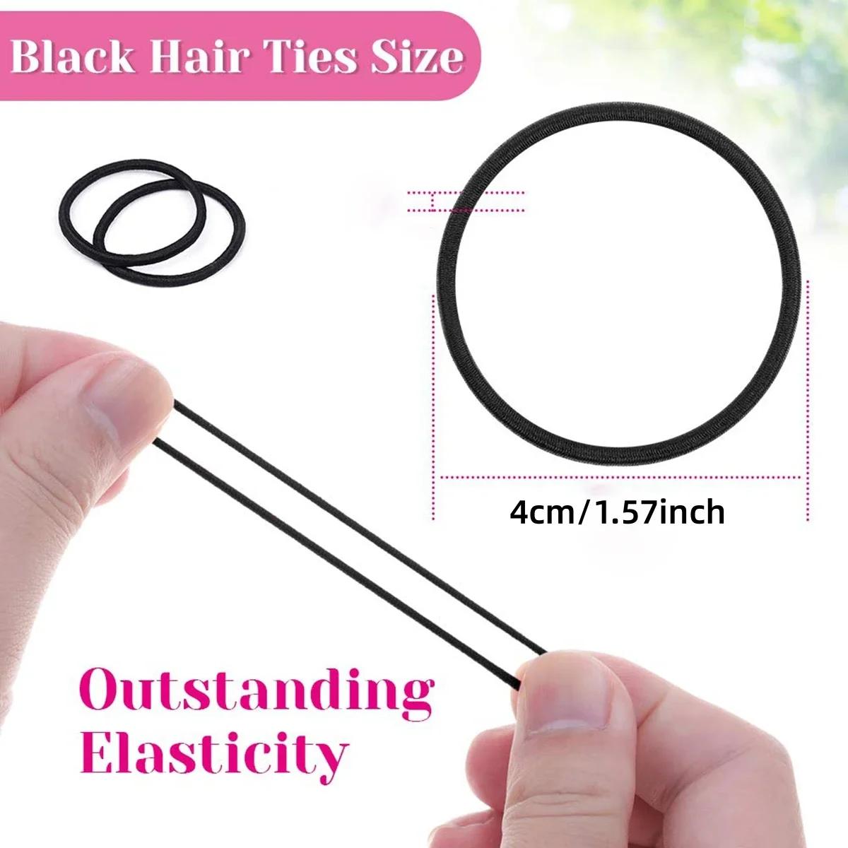 98/200 pièces élastiques noirs petits attaches de cheveux élastiques petits bandes de caoutchouc de