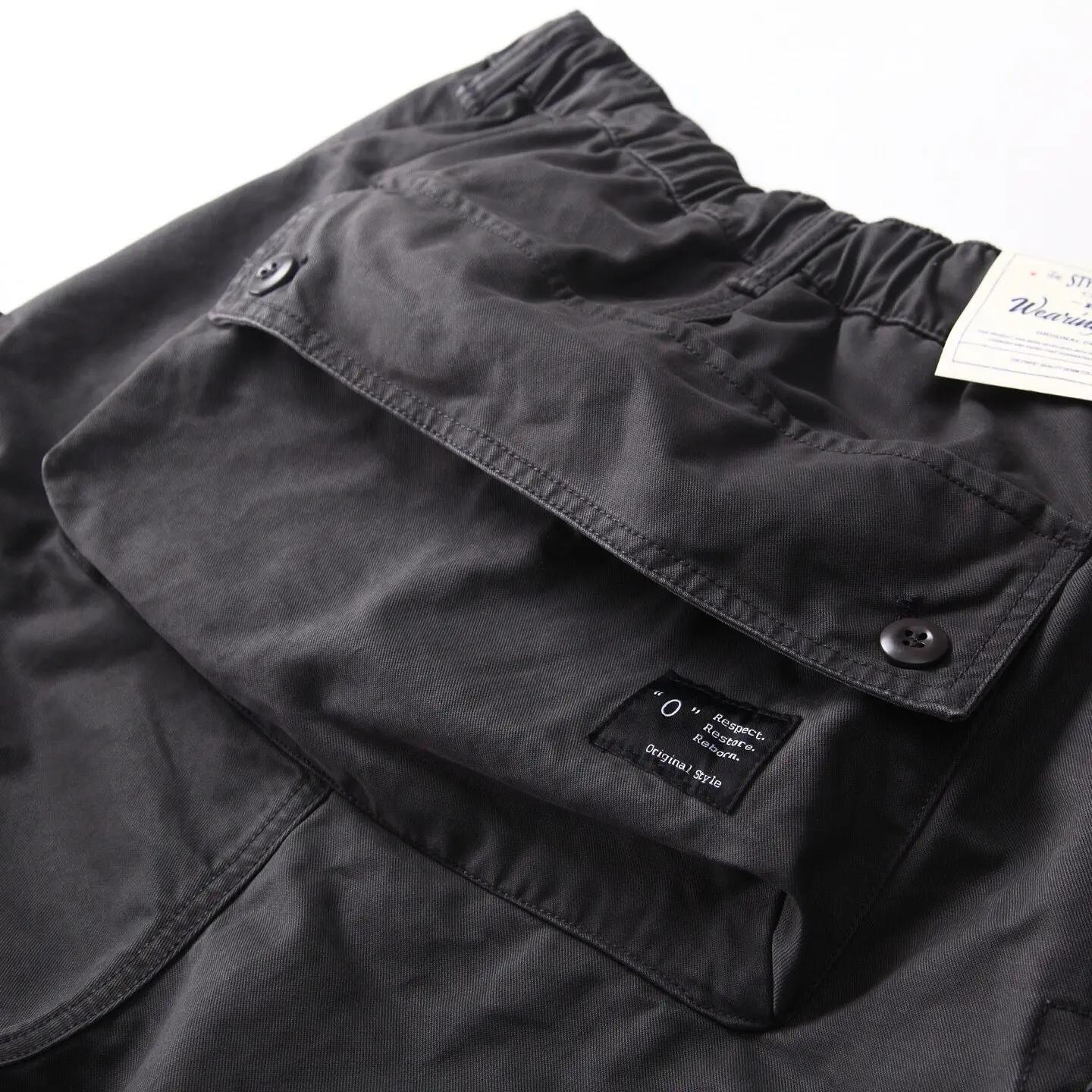 Shorts cargo multi-poches camouflage délavé et vieilli style vintage américain, coupe droite décontr