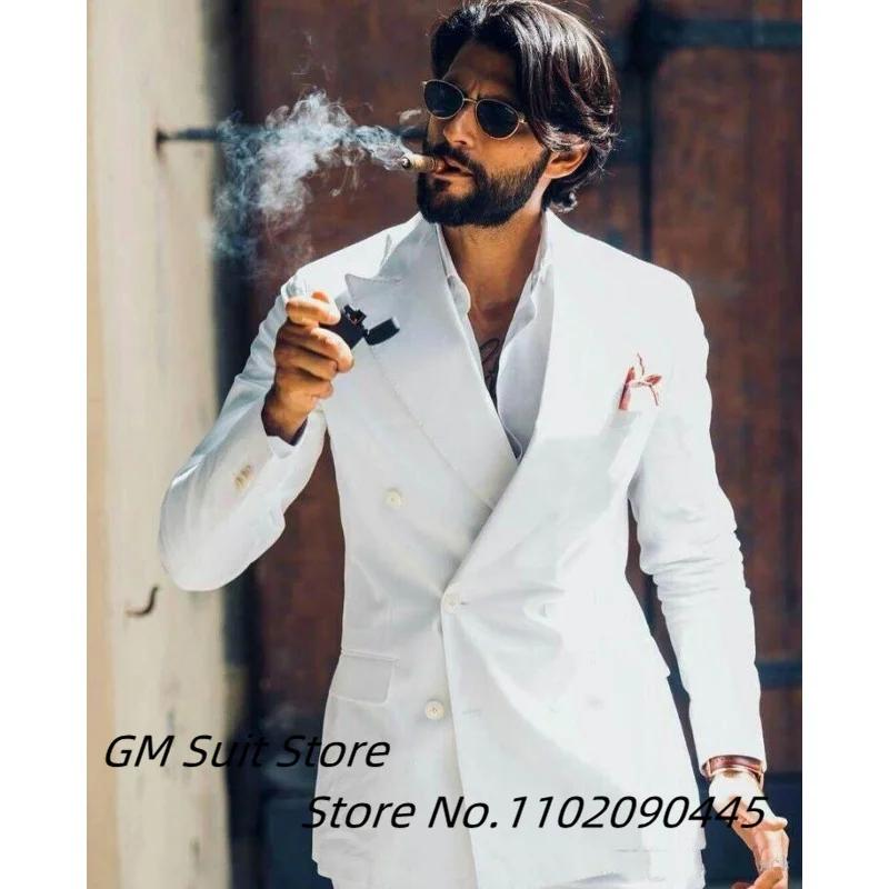 Costume deux pièces pour hommes, couleur unie, Double boutonnage, revers à pointes, coupe cintrée, p