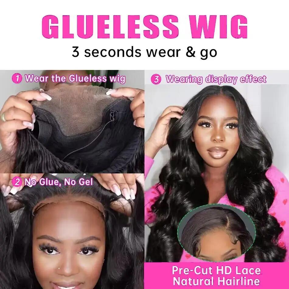 Perruque de Cheveux Humains Ondulés Pré-Customisés, Fermeture Transparente, Prêt à vitation et Go, s