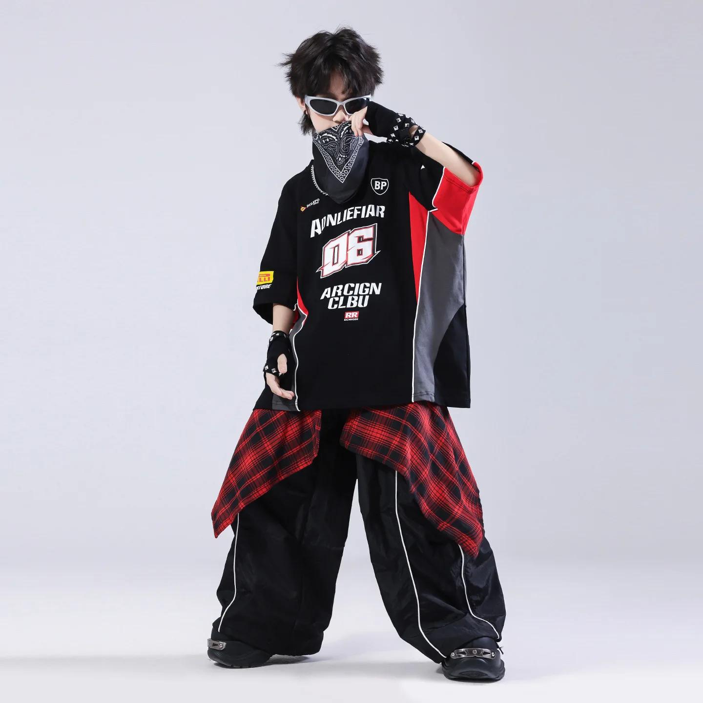 Ensemble de vêtements pour enfants, t-shirt et short, style hip-hop, jazz, danse, pour garçon et fil
