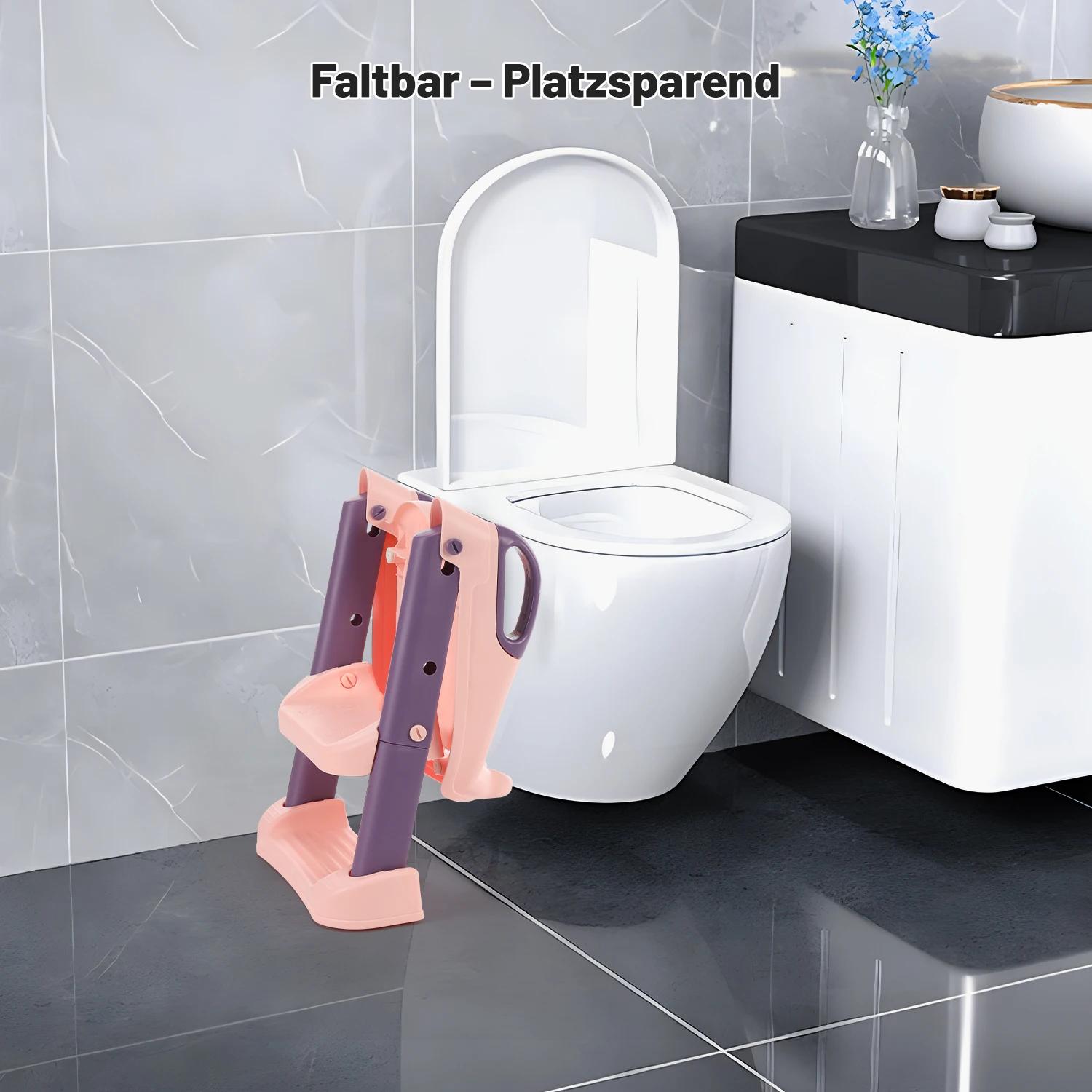 Siège de toilette pour enfants avec escalier, entraîneur de toilette pliable réglable en hauteur, pu