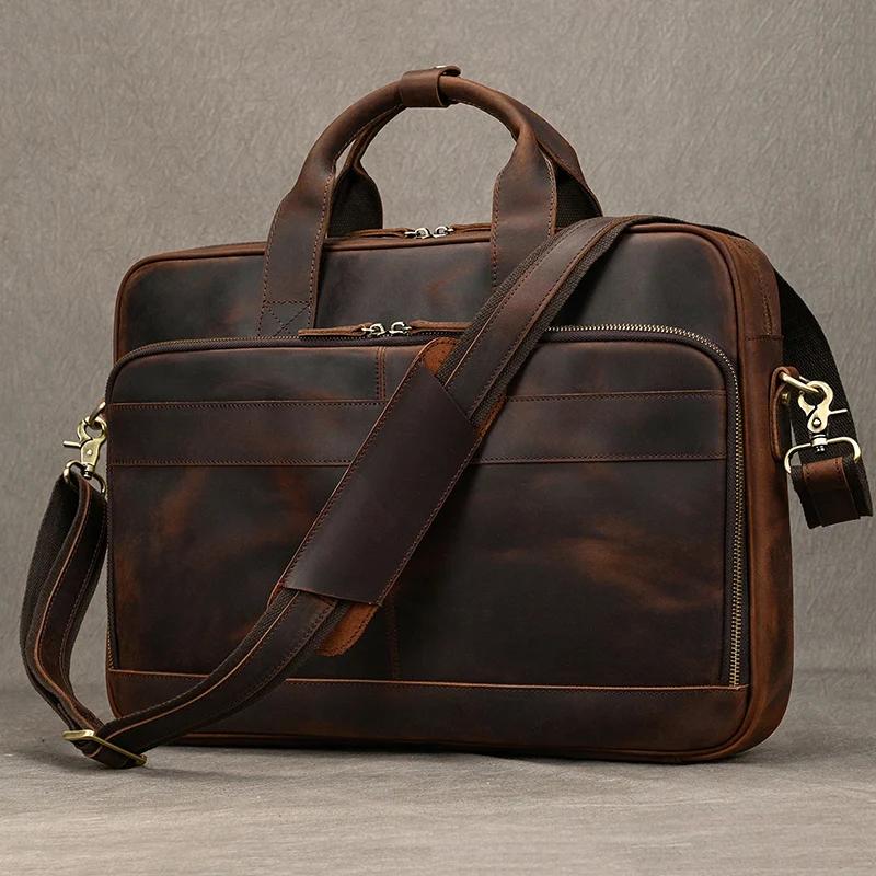 Étui à Bombes en Cuir group pour Homme, Sac d'Ordinateur, 14 15.6 Pouces, PC, Médecin, Avocat, Busin