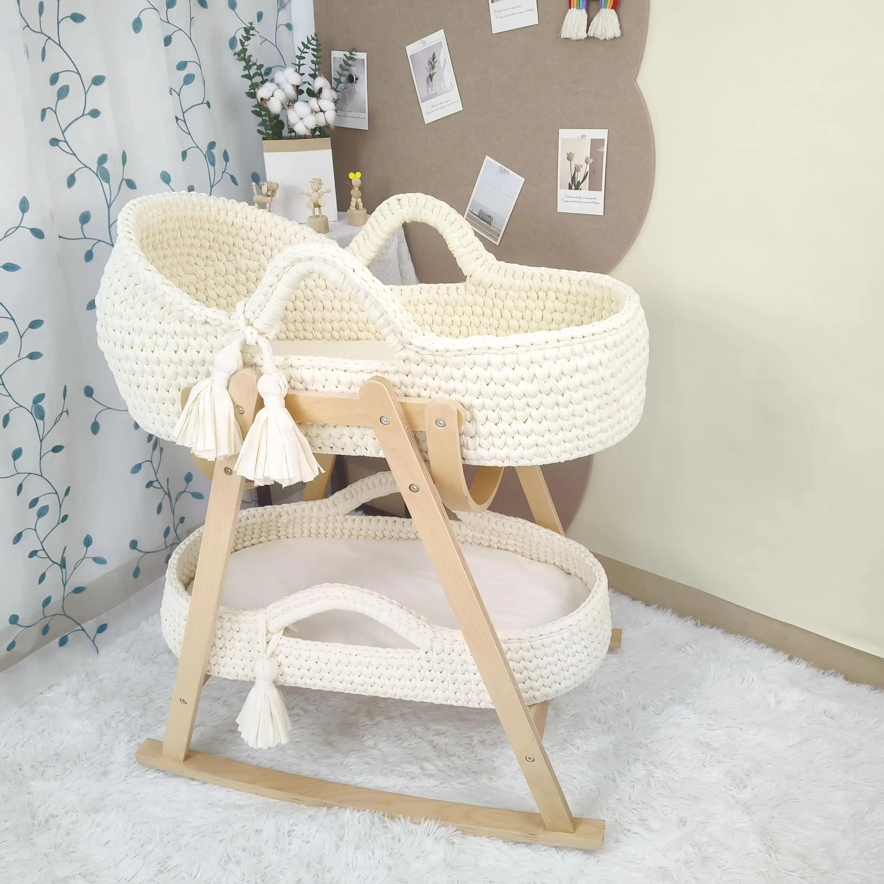 Berceau pour nouveau-né, nid de bébé, chaise longue pour nouveau-né avec cadre en bois et matelas do